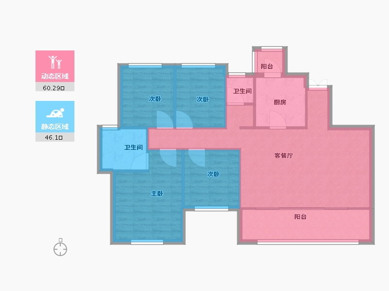 四川省-成都市-万景九洲天府(3,5,8,9,10,11)号楼121m²-96.80-户型库-动静分区