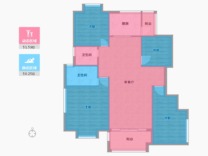 四川省-成都市-新城悦隽天骄(6,7,8)号楼106m²-92.40-户型库-动静分区