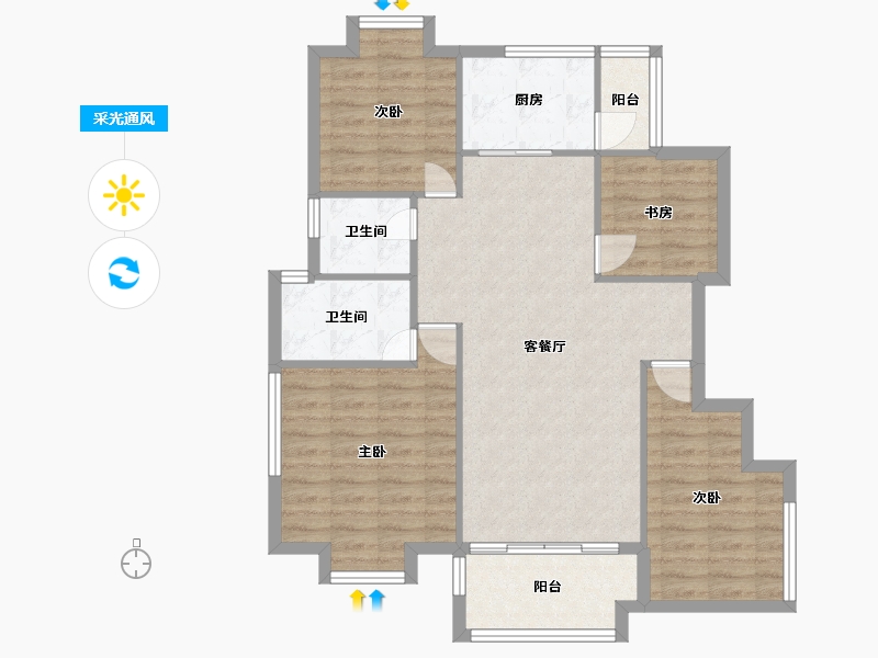 四川省-成都市-新城悦隽天骄(6,7,8)号楼106m²-92.40-户型库-采光通风