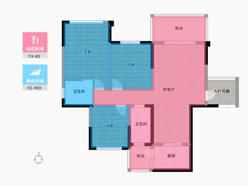 四川省-成都市-永兴.滨湖一号(1,2,17)栋106m²-95.30-户型库-动静分区