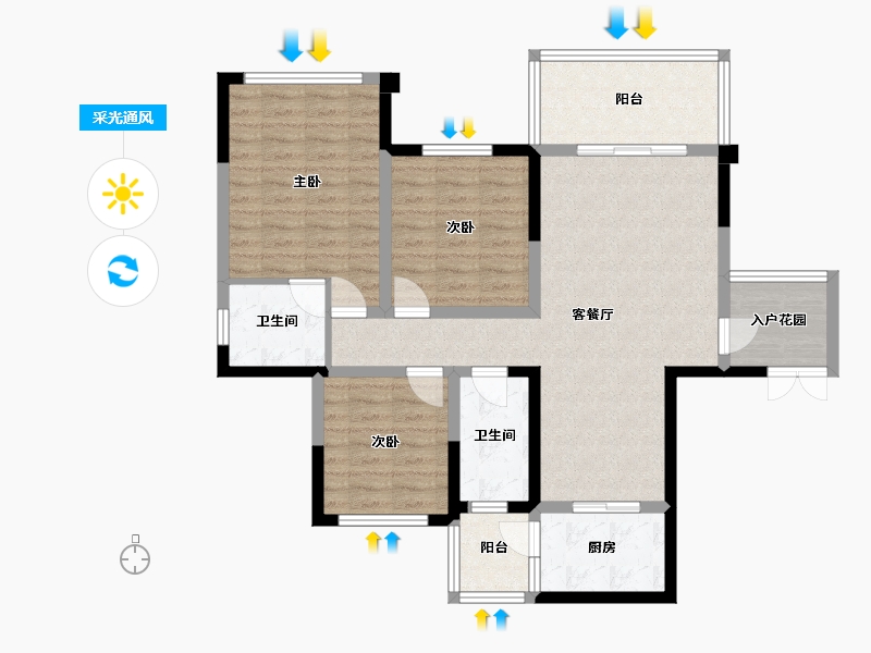 四川省-成都市-永兴.滨湖一号(1,2,17)栋106m²-95.30-户型库-采光通风