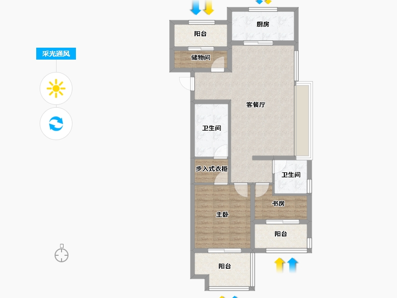 浙江省-嘉兴市-新里程-85.55-户型库-采光通风