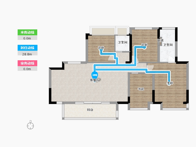 四川省-成都市-东原中业印江洲140平户型140m²-110.63-户型库-动静线