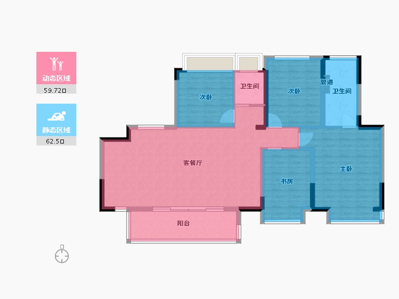 四川省-成都市-东原中业印江洲140平户型140m²-110.63-户型库-动静分区