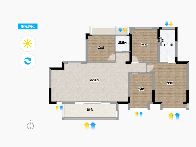 四川省-成都市-东原中业印江洲140平户型140m²-110.63-户型库-采光通风