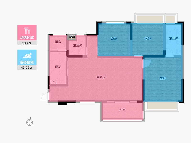 四川省-成都市-经典西悦城8号楼120m²-92.95-户型库-动静分区