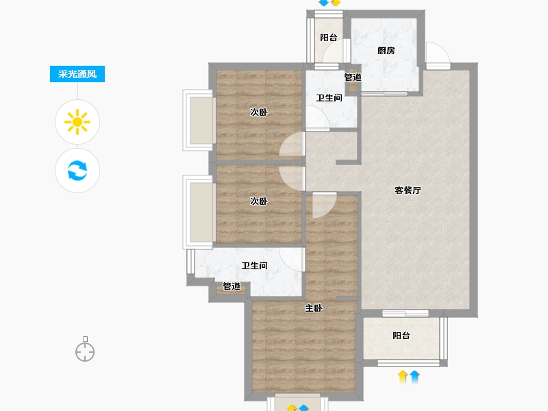 四川省-成都市-远洋栖棠3号楼99m²-78.92-户型库-采光通风