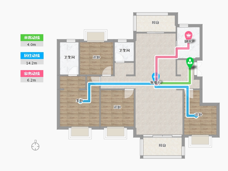 四川省-成都市-远洋栖棠8号楼,11号楼129m²-107.56-户型库-动静线