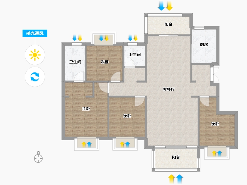 四川省-成都市-远洋栖棠8号楼,11号楼129m²-107.56-户型库-采光通风