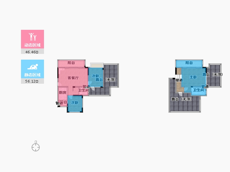 四川省-成都市-梦享春山可望(52,55,54)号楼114m²-151.72-户型库-动静分区