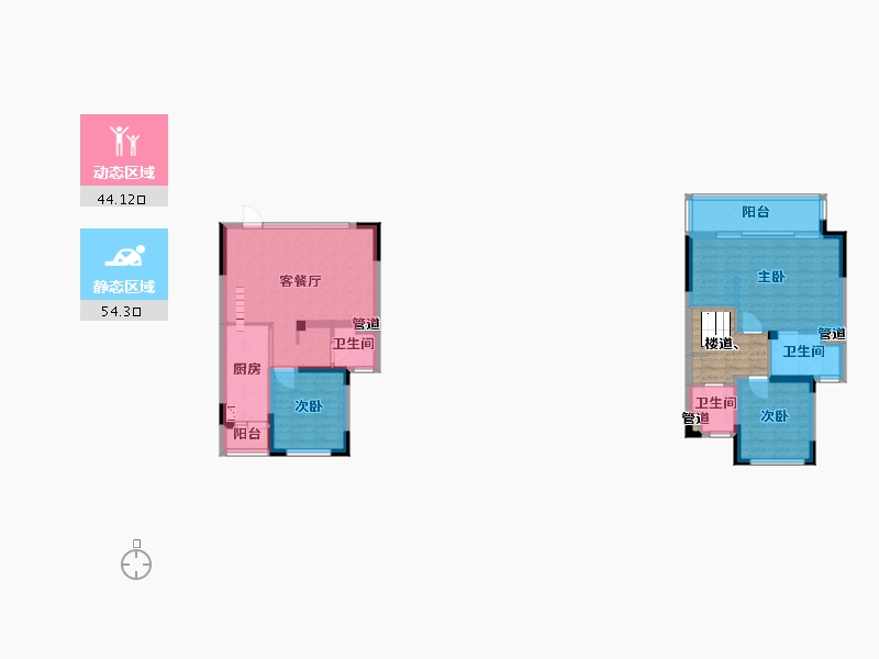 四川省-成都市-梦享春山可望(52,55,54)号楼116m²-94.77-户型库-动静分区