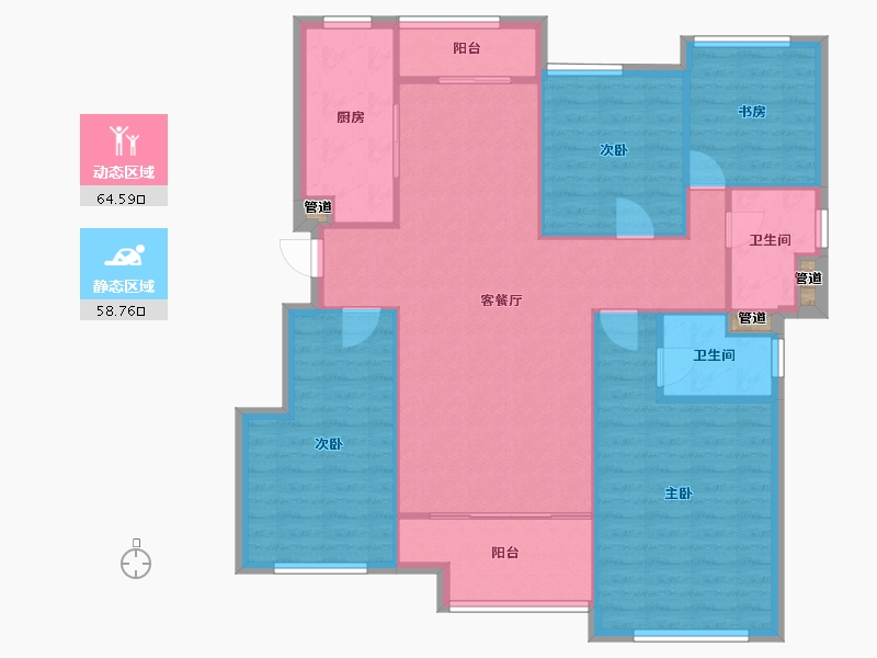 四川省-成都市-保利仁里二期(8,9,4,7)号楼,(1,7)号楼115m²-114.01-户型库-动静分区