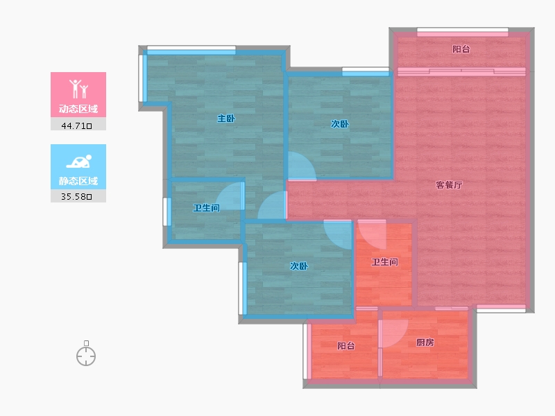 四川省-成都市-成信悦城(6,1,7,2)号楼71m²-72.63-户型库-动静分区