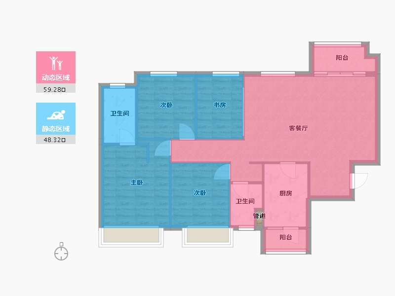 四川省-成都市-朗基香颂天府(4,5,9,17,19,20)号楼117m²-98.34-户型库-动静分区