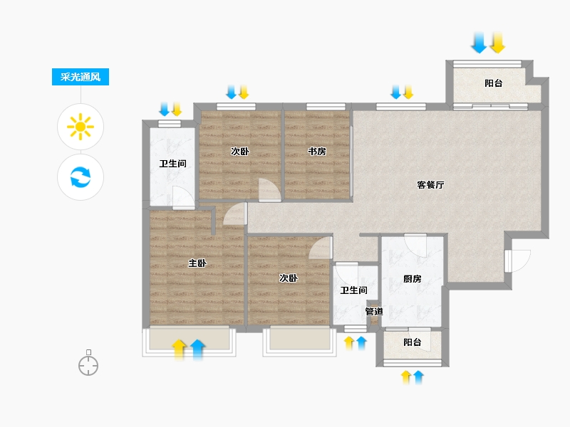 四川省-成都市-朗基香颂天府(4,5,9,17,19,20)号楼117m²-98.34-户型库-采光通风