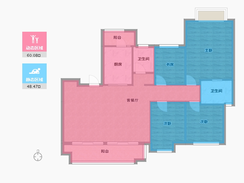 四川省-成都市-朗基香颂天府(10,14,16)号楼116m²-98.89-户型库-动静分区