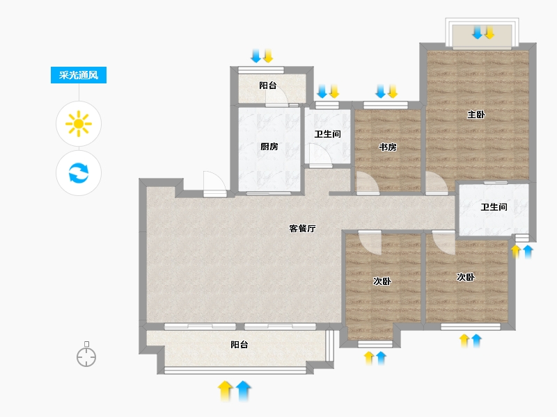 四川省-成都市-朗基香颂天府(10,14,16)号楼116m²-98.89-户型库-采光通风