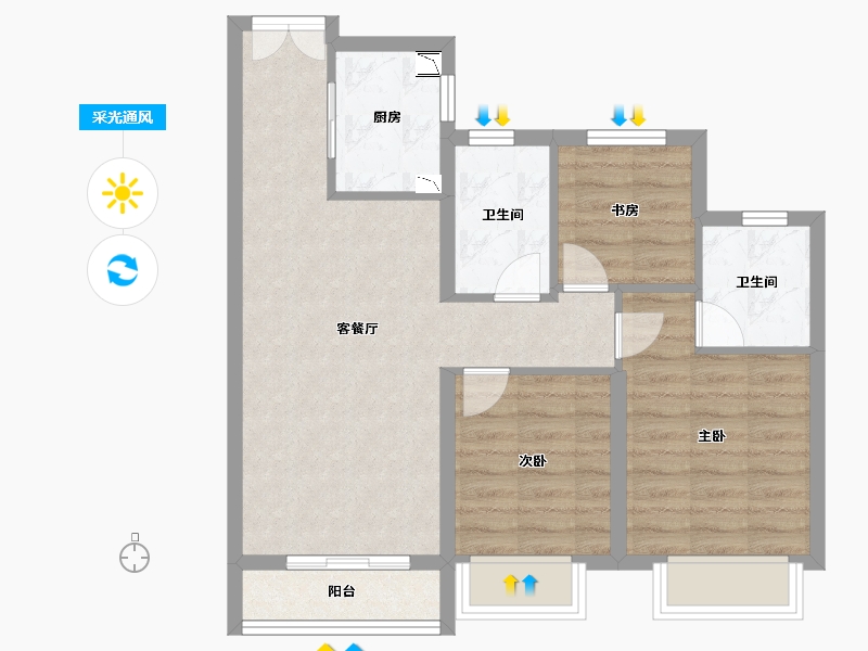 浙江省-金华市-红星天铂-69.00-户型库-采光通风