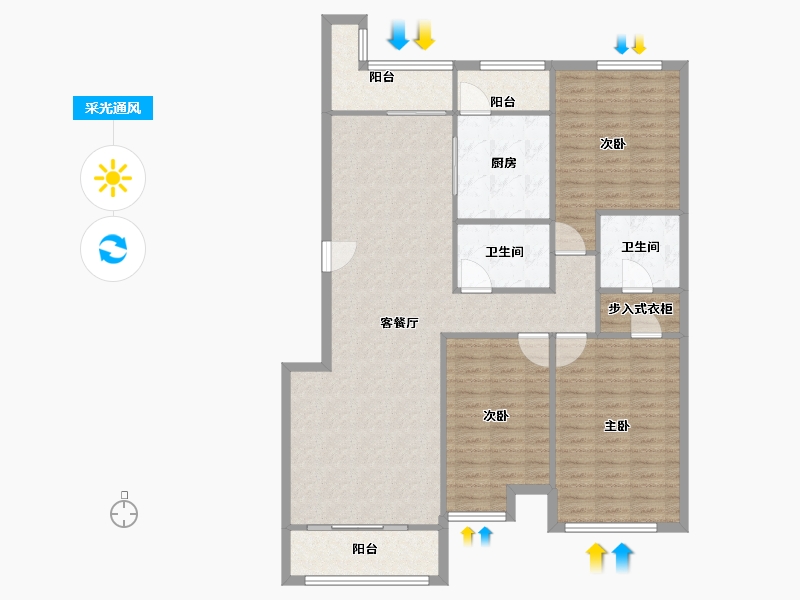 北京-北京市-保利西山林语公寓-126.00-户型库-采光通风