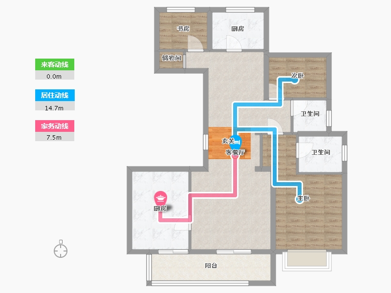 浙江省-宁波市-石榴十里春风-94.73-户型库-动静线