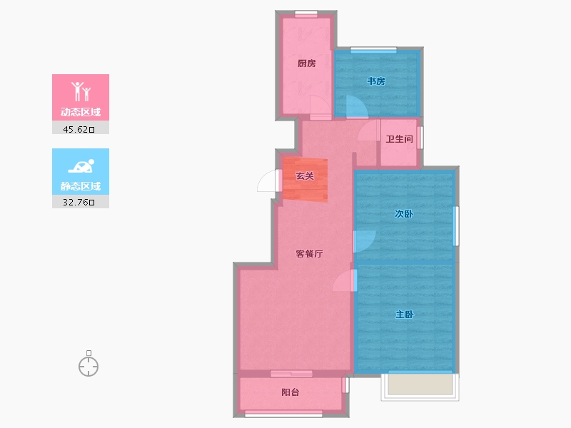 浙江省-宁波市-石榴十里春风-70.00-户型库-动静分区