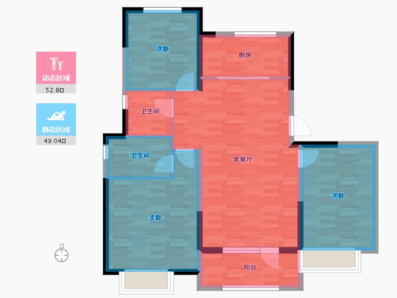 山东省-青岛市-中洲半岛城邦-91.74-户型库-动静分区