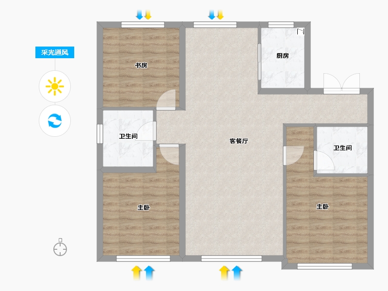 黑龙江省-牡丹江市-汇龙外滩首府-91.05-户型库-采光通风