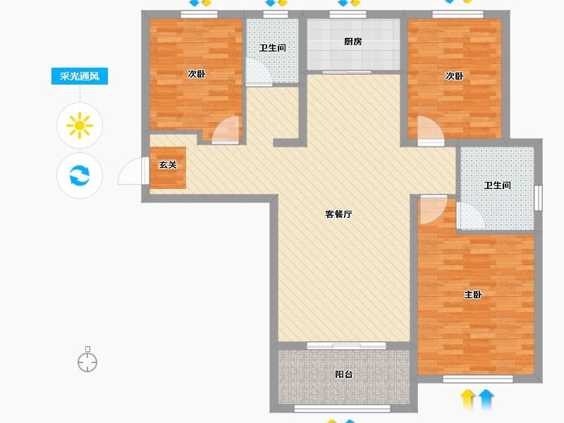 河北省-秦皇岛市-凯旋水木年华-104.13-户型库-采光通风