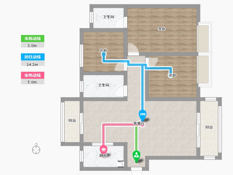 陕西省-宝鸡市-华隆幸福里-89.53-户型库-动静线