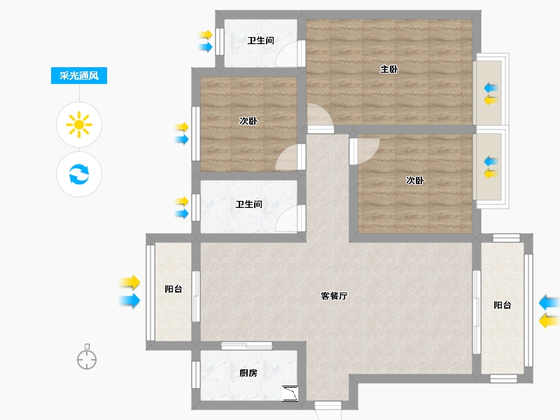 陕西省-宝鸡市-华隆幸福里-89.53-户型库-采光通风