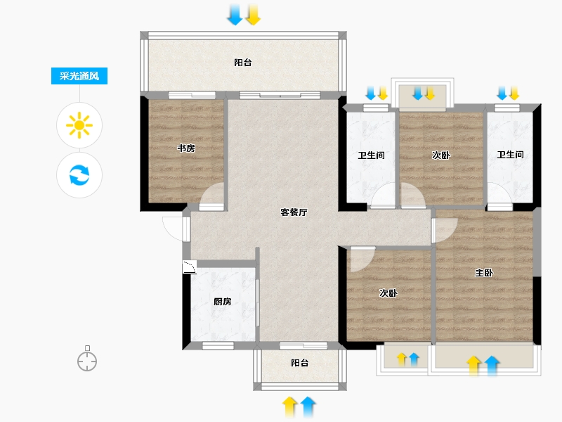 广西壮族自治区-南宁市-大唐印象-95.66-户型库-采光通风