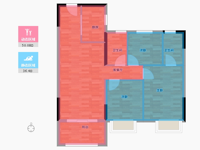 浙江省-湖州市-碧桂园禧悦-78.00-户型库-动静分区