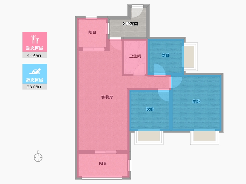 广东省-广州市-南沙保利城-68.21-户型库-动静分区