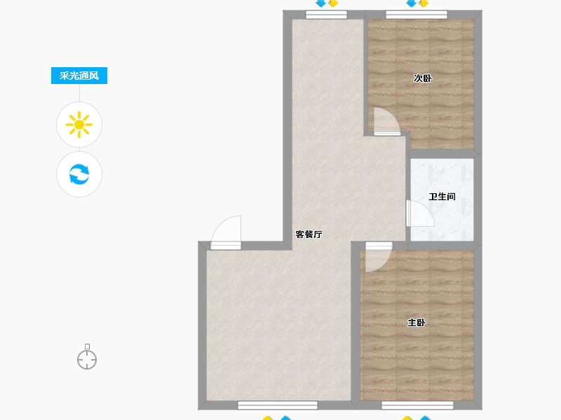 内蒙古自治区-赤峰市-新农雅居-68.78-户型库-采光通风