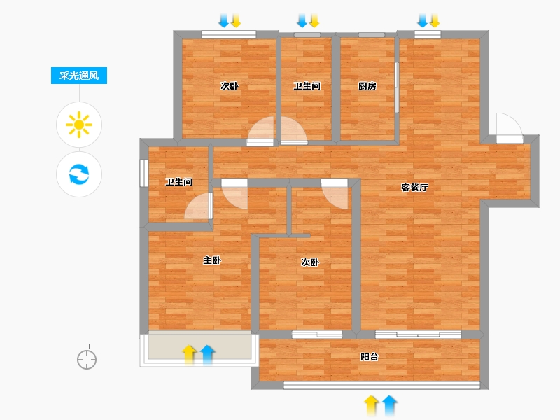 河北省-石家庄市-融创城-88.83-户型库-采光通风