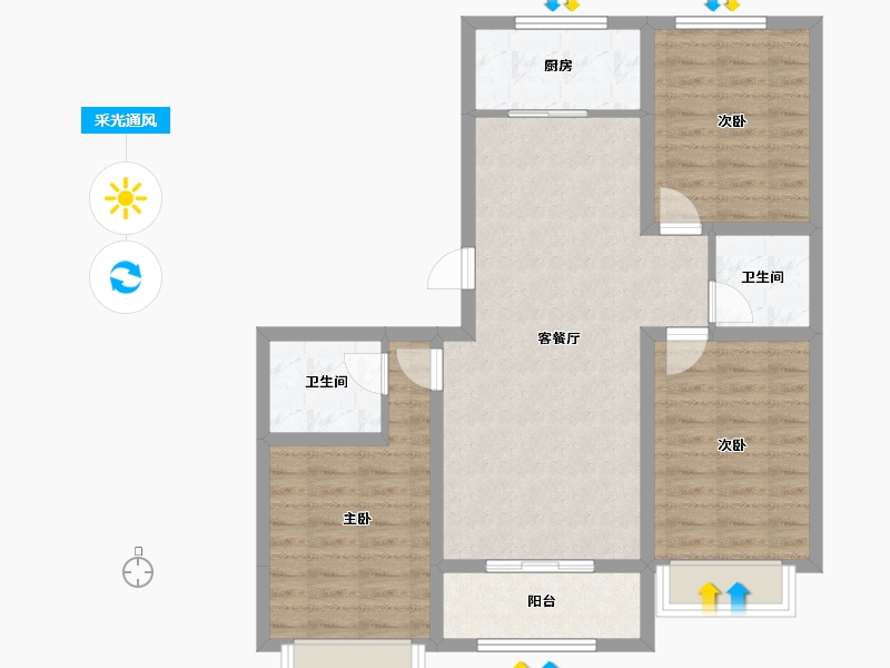 河北省-沧州市-龙悦港城-85.41-户型库-采光通风