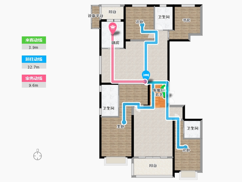 湖南省-长沙市-梅溪华府-190.35-户型库-动静线