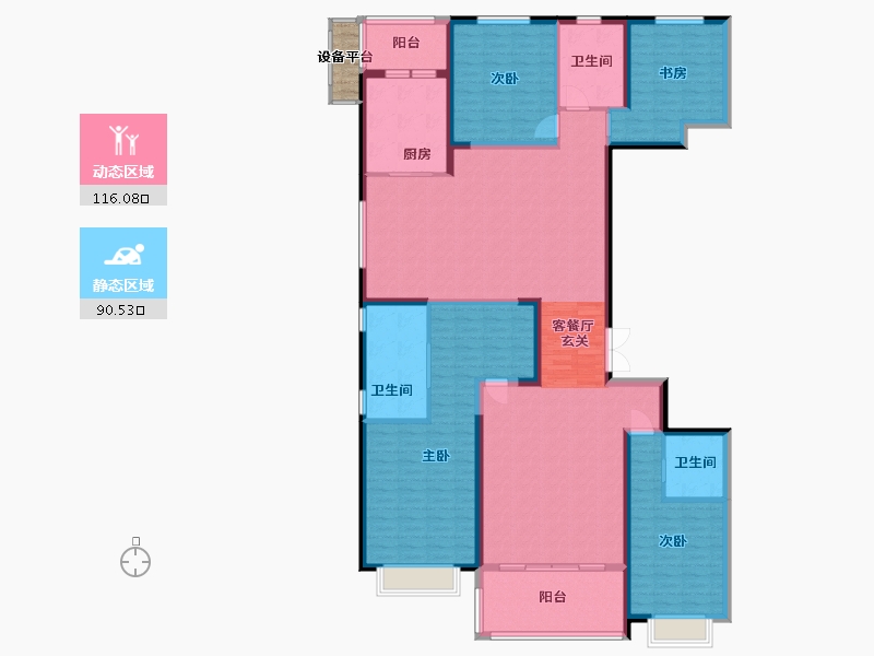 湖南省-长沙市-梅溪华府-190.35-户型库-动静分区