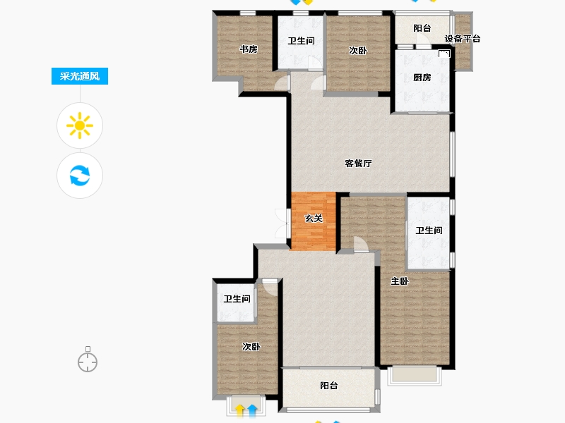 湖南省-长沙市-梅溪华府-192.05-户型库-采光通风