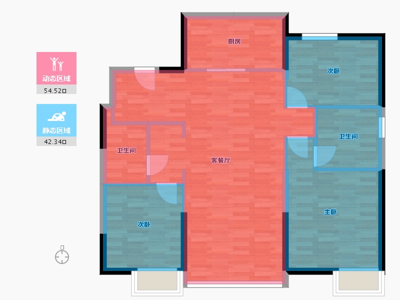 辽宁省-沈阳市-盛京珺庭-87.86-户型库-动静分区