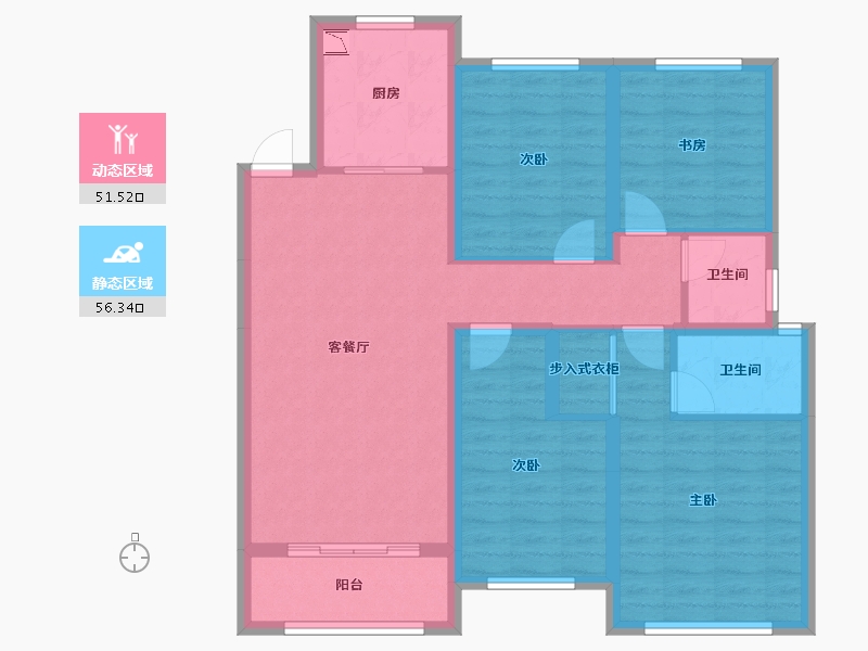 浙江省-温州市-中梁壹号院-96.01-户型库-动静分区