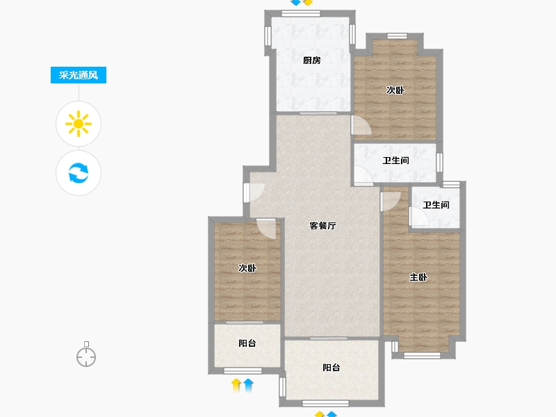 江苏省-南京市-阅城国际花园-108.88-户型库-采光通风