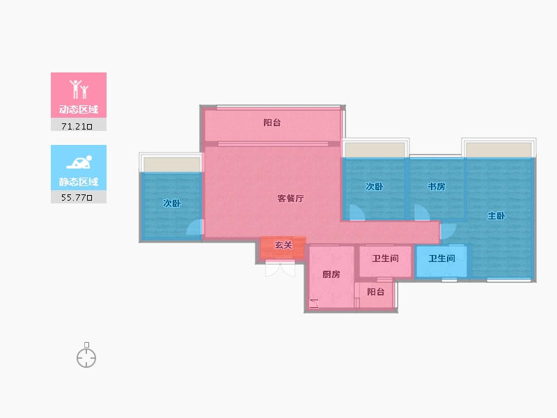 重庆-重庆市-天空云镜-114.47-户型库-动静分区