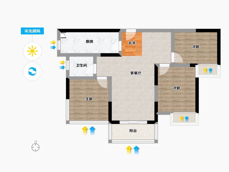 四川省-德阳市-顺兴琥珀城-71.41-户型库-采光通风