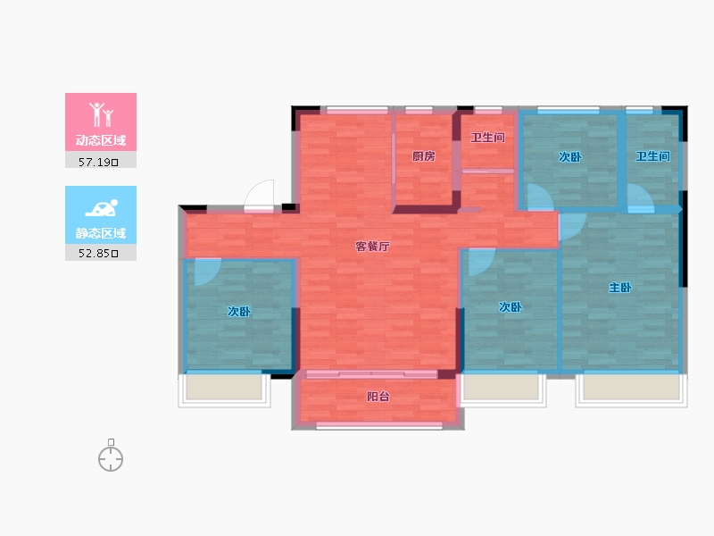 浙江省-湖州市-碧桂园中央公园-98.91-户型库-动静分区