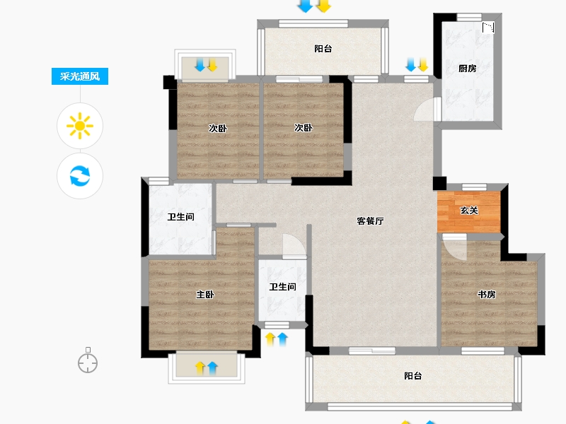 广西壮族自治区-南宁市-安吉大唐世家-107.49-户型库-采光通风