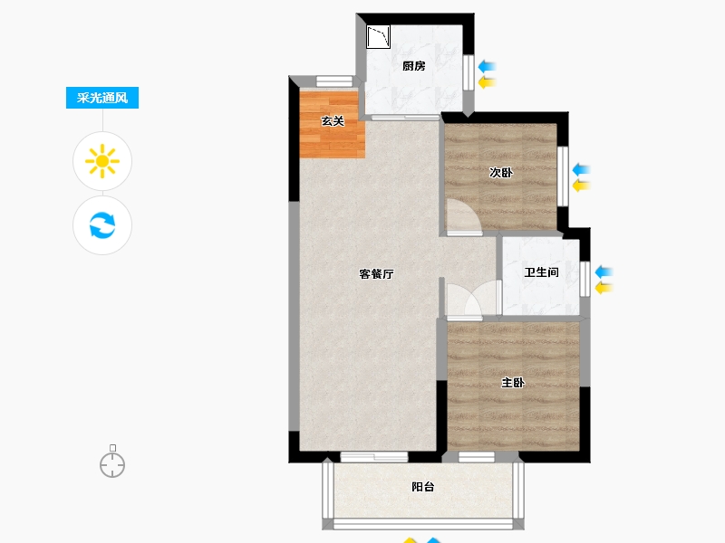 广西壮族自治区-南宁市-五象澜庭府-54.13-户型库-采光通风