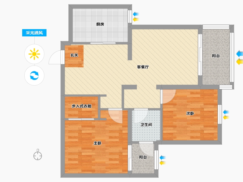 浙江省-杭州市-吉如家园-72.56-户型库-采光通风