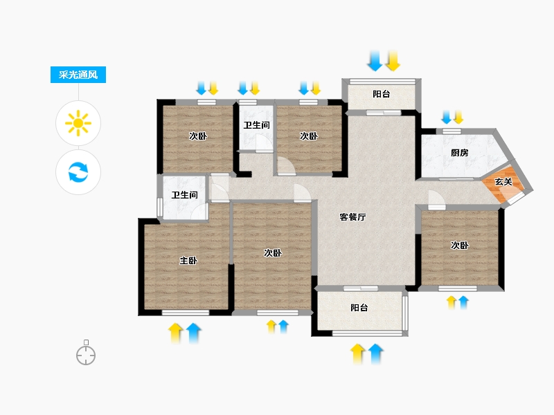 湖南省-长沙市-鸿海公园里-122.35-户型库-采光通风