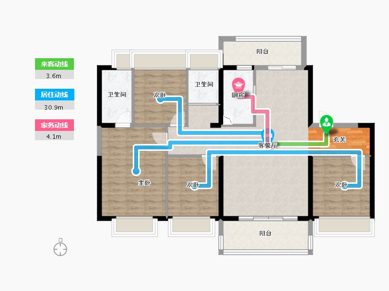 云南省-昆明市-嵩明碧桂园-111.35-户型库-动静线